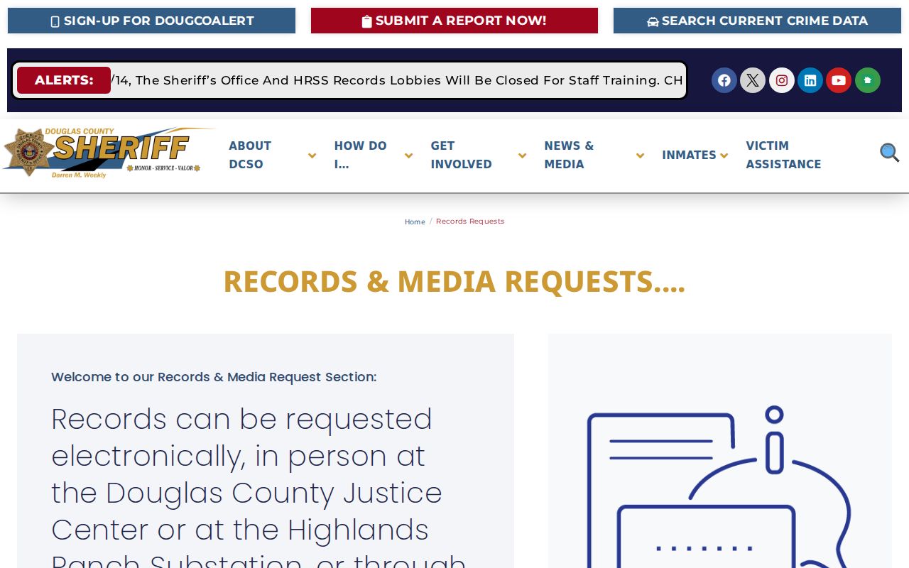 Douglas County arrest records and court charges Sheriff's records request page