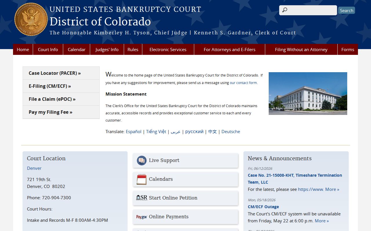Douglas County court dockets Colorado bankruptcy court docket source