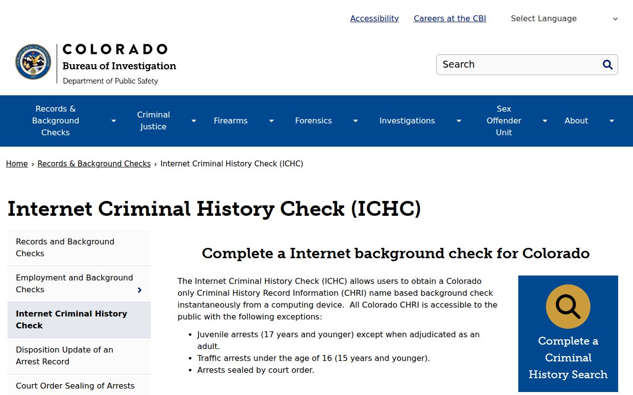 Douglas County criminal court records CBI criminal history system