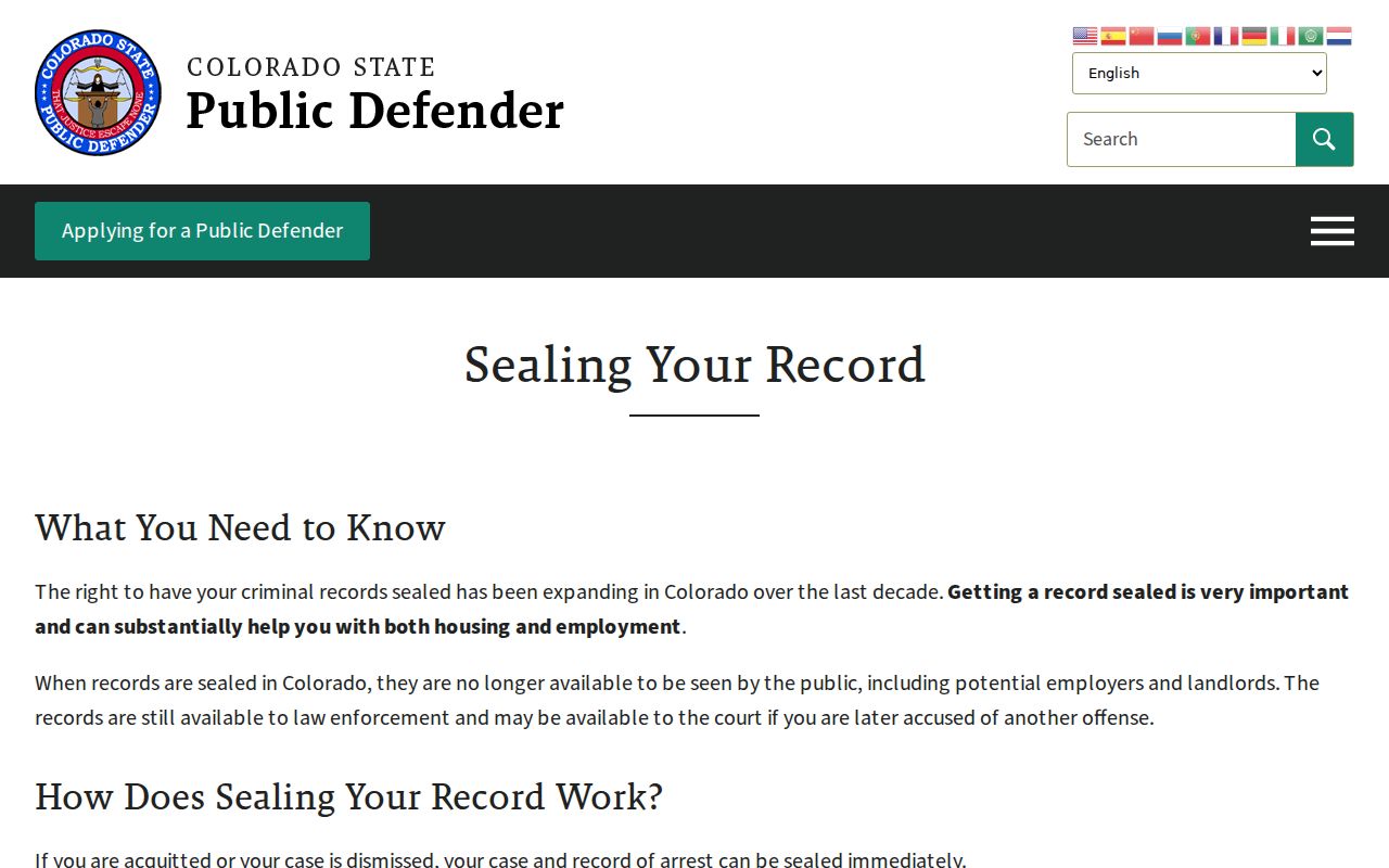 Douglas County criminal court records Public Defender sealing resource