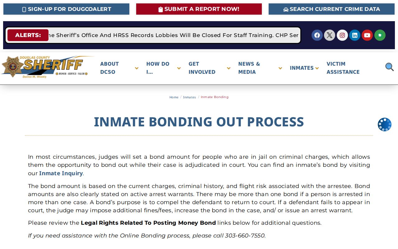 Douglas County inmate records bond lookup page
