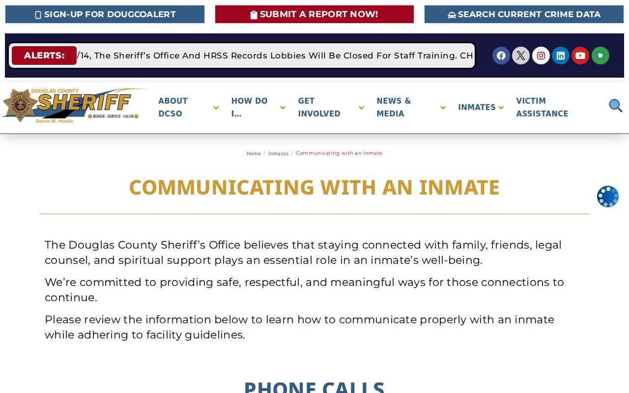 Douglas County inmate records phone and tablet communication page