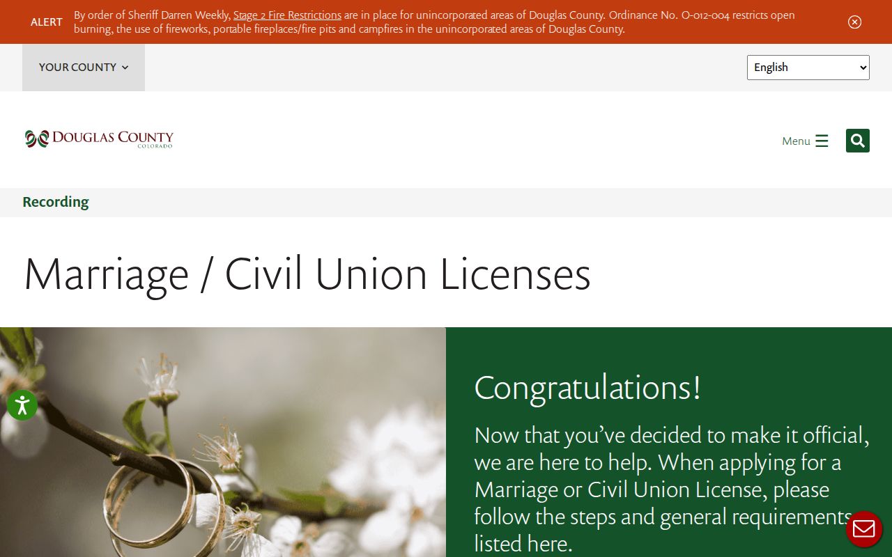 Douglas County marriage records license appointment page