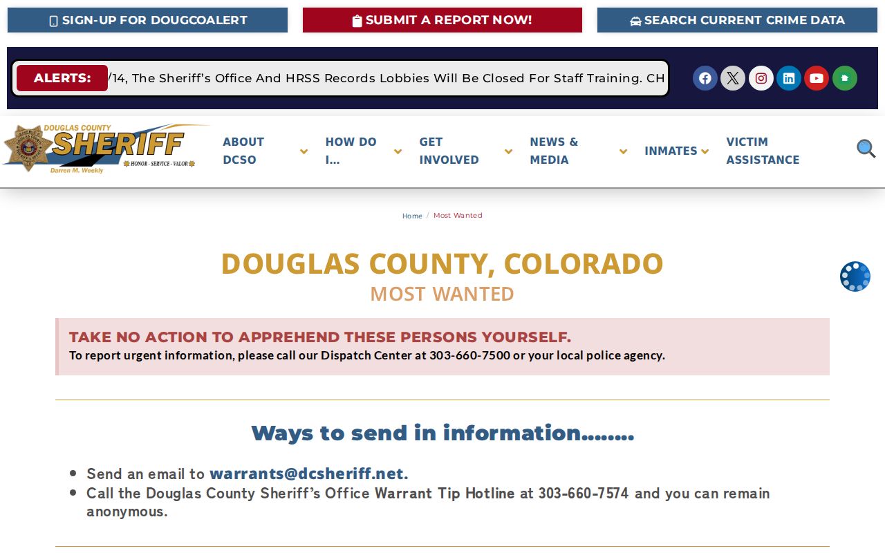 Douglas County warrant records most wanted page